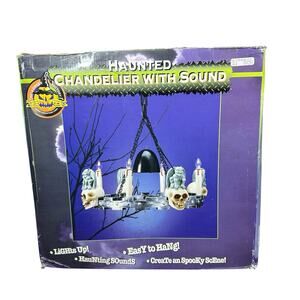 Vtg Gemmy Haunted 16” Spooky Chandelier With Sound & Flickering Lights Gargoyles